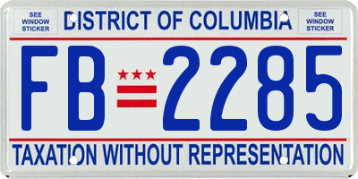 DC license plate FB2285