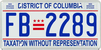 DC license plate FB2289