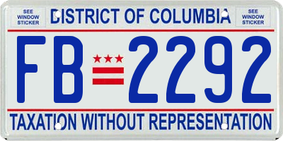 DC license plate FB2292