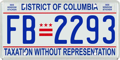 DC license plate FB2293