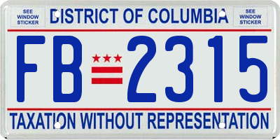 DC license plate FB2315