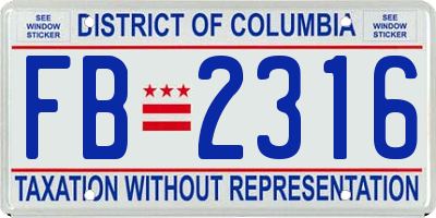 DC license plate FB2316