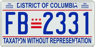 DC license plate FB2331