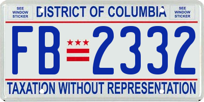 DC license plate FB2332