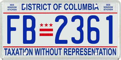 DC license plate FB2361