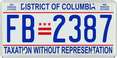 DC license plate FB2387