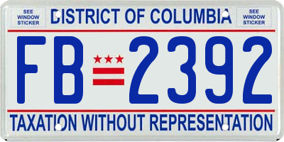 DC license plate FB2392