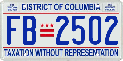 DC license plate FB2502