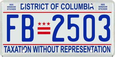 DC license plate FB2503