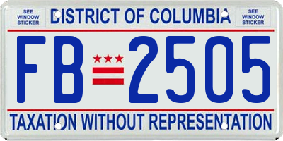 DC license plate FB2505