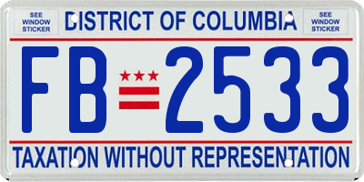 DC license plate FB2533