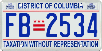 DC license plate FB2534