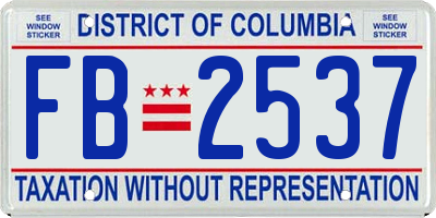 DC license plate FB2537