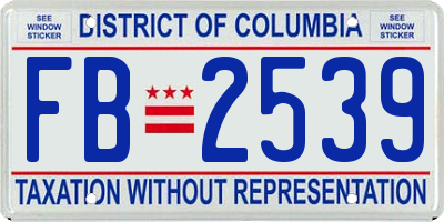 DC license plate FB2539