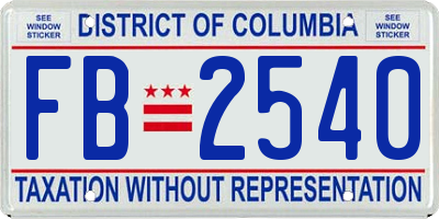 DC license plate FB2540