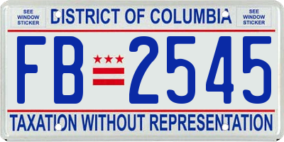 DC license plate FB2545