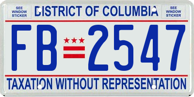 DC license plate FB2547