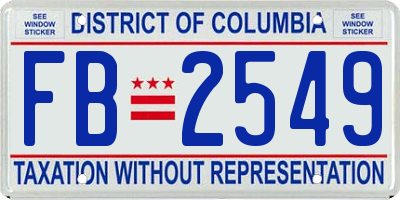 DC license plate FB2549