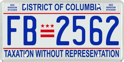 DC license plate FB2562