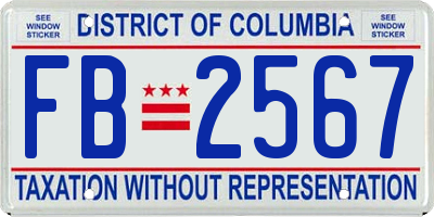 DC license plate FB2567