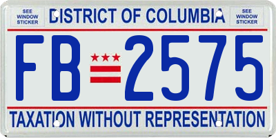 DC license plate FB2575