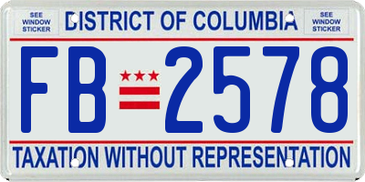 DC license plate FB2578