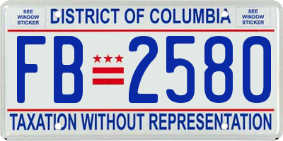 DC license plate FB2580