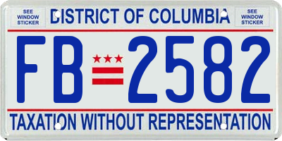 DC license plate FB2582