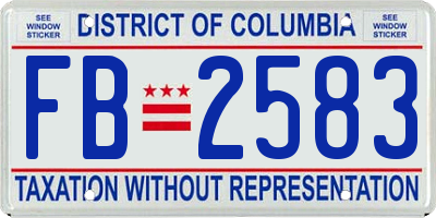 DC license plate FB2583