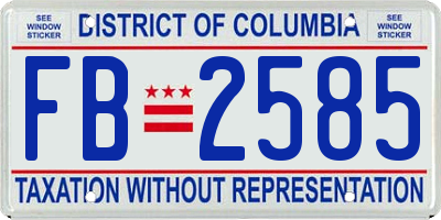 DC license plate FB2585