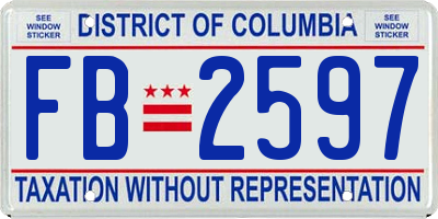 DC license plate FB2597