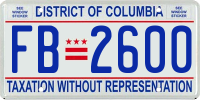 DC license plate FB2600