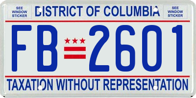 DC license plate FB2601