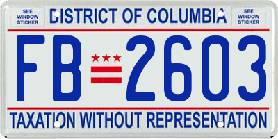 DC license plate FB2603