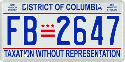 DC license plate FB2647