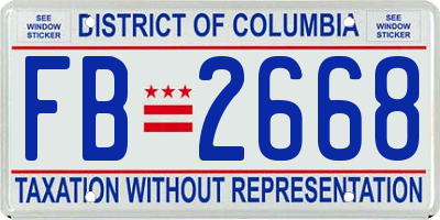 DC license plate FB2668