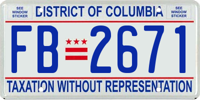 DC license plate FB2671