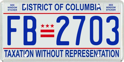 DC license plate FB2703