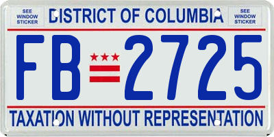 DC license plate FB2725