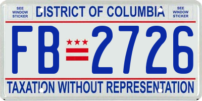 DC license plate FB2726