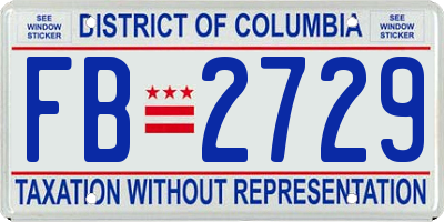 DC license plate FB2729