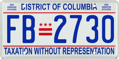 DC license plate FB2730