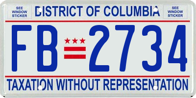 DC license plate FB2734