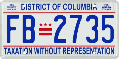 DC license plate FB2735