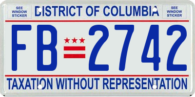 DC license plate FB2742