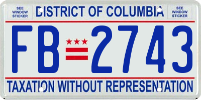 DC license plate FB2743