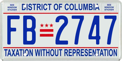 DC license plate FB2747