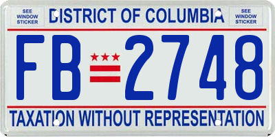 DC license plate FB2748