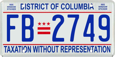 DC license plate FB2749