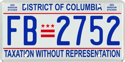 DC license plate FB2752